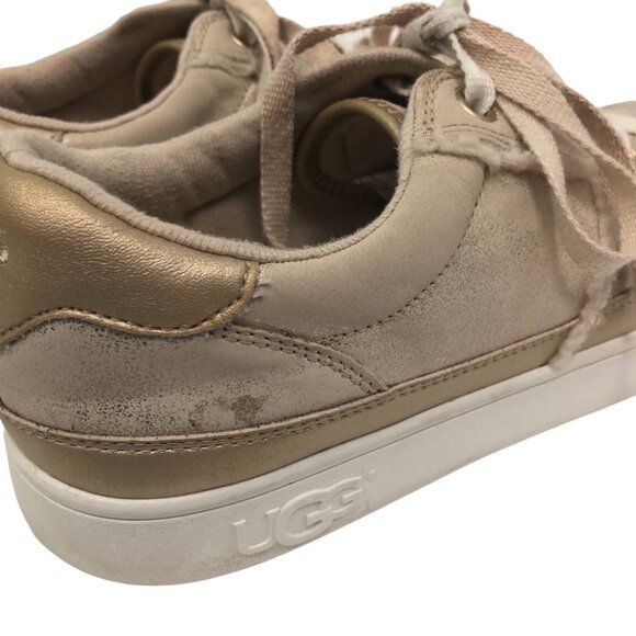 UGG Womens 6 KiDS 5 37 Girls Alanna Low Top Gold Metallic Sneakers Trainers - Picture 7 of 11